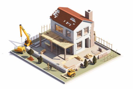 Häuserbau isometrischer Vektor flach isoliert Illustration