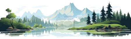 Illustration for Mystical lake vector flat minimalistic isolated illustration - Royalty Free Image