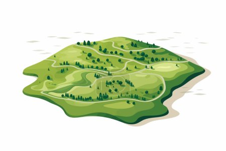 Illustration for Top view aerial shot of field vector flat isolated illustration - Royalty Free Image