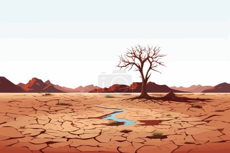 Téléchargez les illustrations : Vecteur de sécheresse plat minimaliste illustration isolée - en licence libre de droit