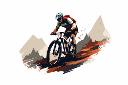 Illustration for Extreme sport mountain biking vector flat isolated illustration - Royalty Free Image