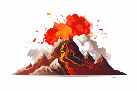 Ilustración de Erupción volcánica vector plano ilustración aislada minimalista - Imagen libre de derechos