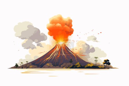 Erupción volcánica vector plano ilustración aislada minimalista