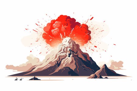 Ilustración de Erupción volcánica vector plano ilustración aislada minimalista - Imagen libre de derechos