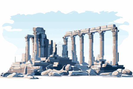 Téléchargez les illustrations : Ancien temple ruine vecteur plat minimaliste illustration isolée - en licence libre de droit