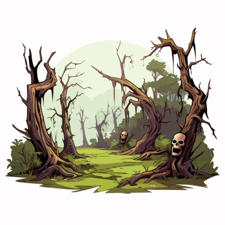 Illustration for Overgrown dead trees set vector flat isolated illustration - Royalty Free Image