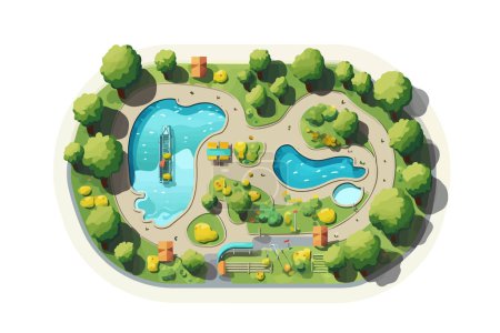 Illustration for Top view aerial shot of park vector flat isolated illustration - Royalty Free Image