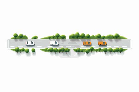 Illustration for Top view aerial shot of road vector flat isolated illustration - Royalty Free Image