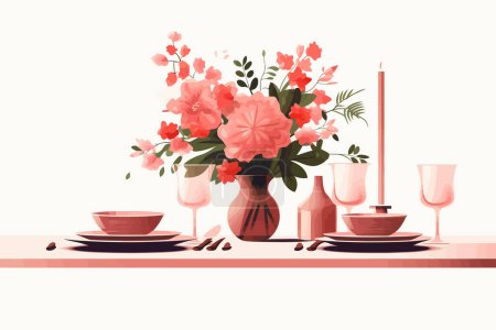 Ilustración de Mesa de cena festiva vector plano minimalista aislado vector estilo ilustración - Imagen libre de derechos