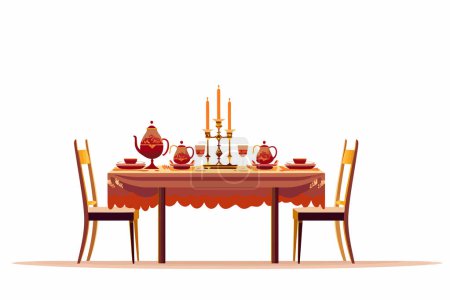 Ilustración de Mesa de cena festiva vector plano minimalista aislado vector estilo ilustración - Imagen libre de derechos