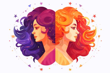 Illustration for Zodiac Signs for Gemini vector flat isolated vector style illustration - Royalty Free Image