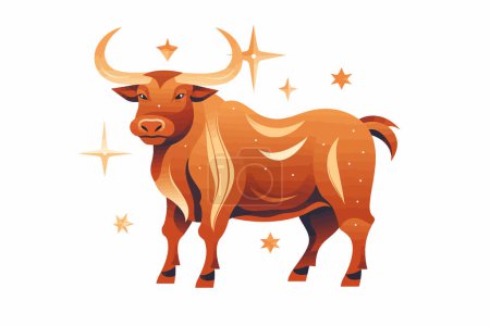Téléchargez les illustrations : Signes du zodiaque pour le vecteur Taurus illustration de style vectoriel isolé plat - en licence libre de droit