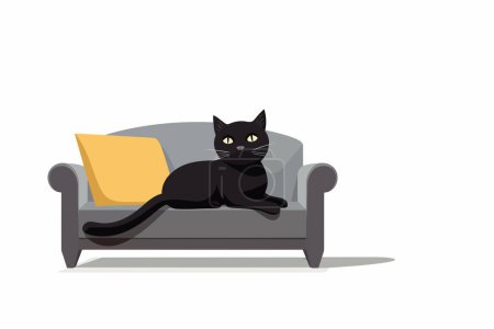 Illustration for Cat laying on sofa vector flat minimalistic isolated vector style illustration - Royalty Free Image