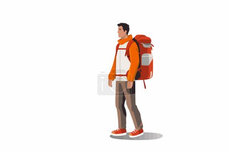 Photo for Man with backpack vector flat minimalistic isolated vector style illustration - Royalty Free Image
