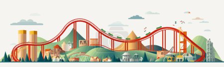Illustration for Roller coaster vector flat minimalistic isolated vector style illustration - Royalty Free Image