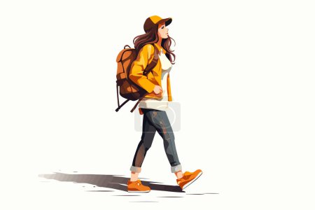 Photo for Woman with backpack vector flat minimalistic isolated vector style illustration - Royalty Free Image