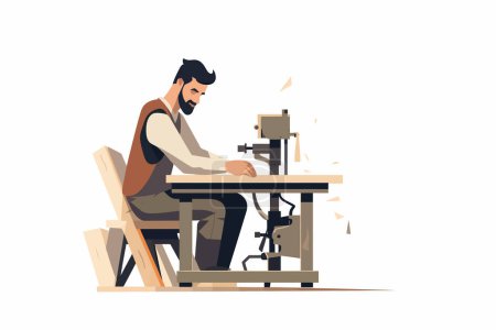 Ilustración de Un carpintero en una silla de ruedas vector plano aislado vector estilo ilustración - Imagen libre de derechos