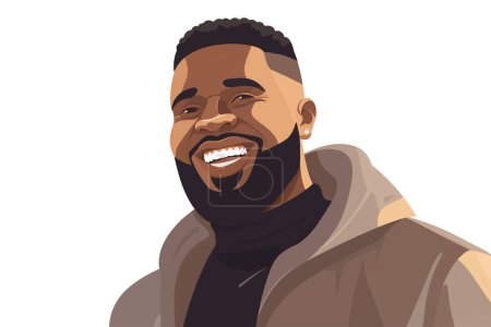 happy black man close up vector flat isolated vector style illustration