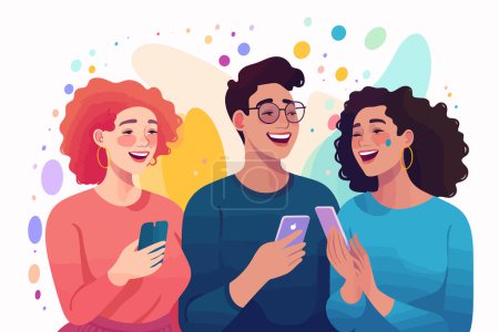 Illustration for Inclusive group of people on video call vector isolated vector style illustration - Royalty Free Image