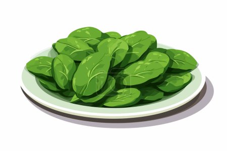 Illustration for Slices of Spinach on plate vector flat isolated vector style illustration - Royalty Free Image