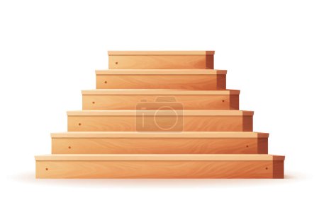 Téléchargez les illustrations : Escaliers en planches vecteur d'actifs plat isolé vecteur illustration de style - en licence libre de droit