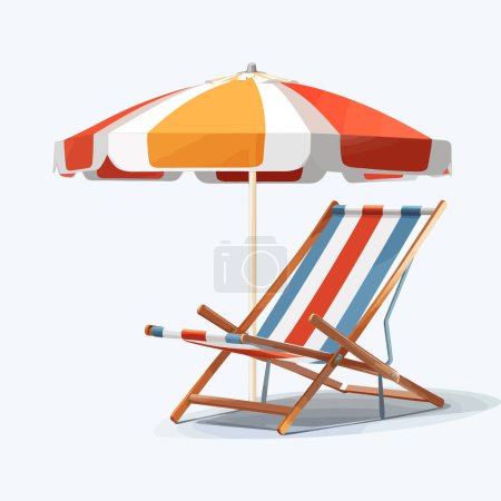Illustration for Deck chair and umbrella isolated vector style illustration - Royalty Free Image