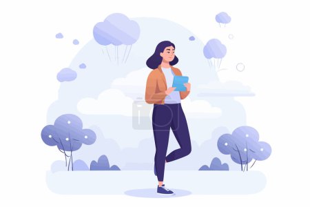 Illustration for Young Adult Practicing Language Skills on a Learning isolated vector style illustration - Royalty Free Image