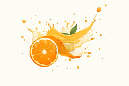 Téléchargez les illustrations : Illustration de style vectoriel isolé par éclaboussure de jus d'orange - en licence libre de droit