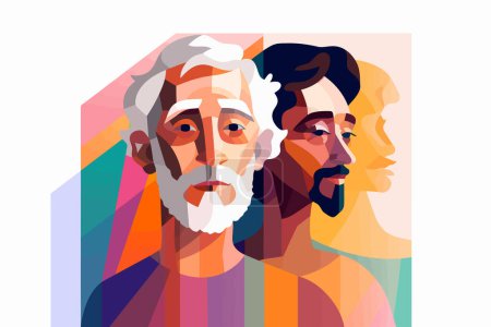Illustration for Abstract portrait of old man isolated vector style illustration - Royalty Free Image