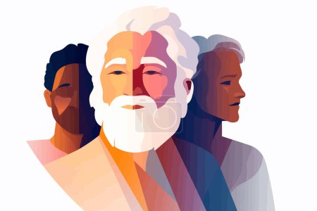 Illustration for Abstract portrait of old man isolated vector style illustration - Royalty Free Image