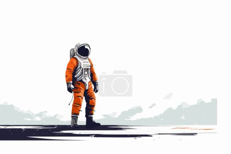 Astronaut sitting on ground isolated vector style illustration