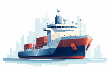Illustration for Cargo ship isolated vector style illustration - Royalty Free Image