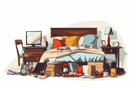 Illustration for Messy room isolated vector style illustration - Royalty Free Image