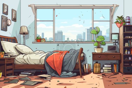 Illustration for Messy room isolated vector style illustration - Royalty Free Image