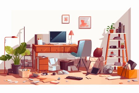 Messy room isolated vector style illustration