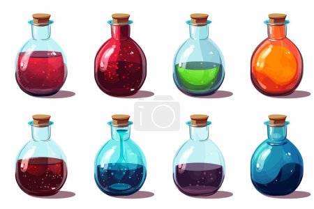 Ilustración de Poción en botella de vidrio aislado vector estilo ilustración - Imagen libre de derechos