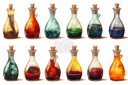 Ilustración de Poción en botella de vidrio aislado vector estilo ilustración - Imagen libre de derechos