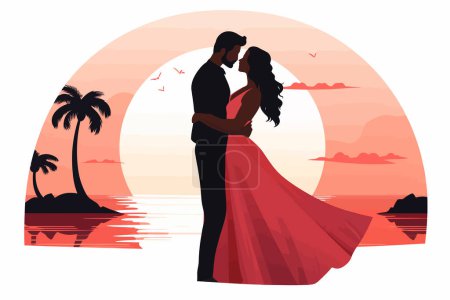 Téléchargez les illustrations : Illustration de style vectoriel isolé couple romantique - en licence libre de droit