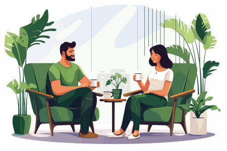 cosy couple at home isolated vector style illustration