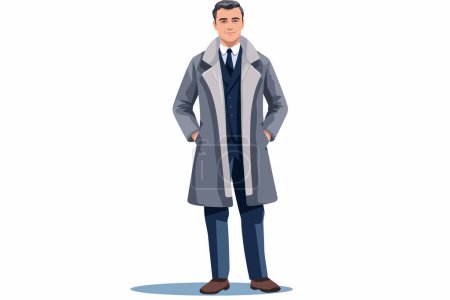 Ilustración de Hombre en traje de negocios de guerra acogedora ropa de invierno aislado vector estilo ilustración - Imagen libre de derechos