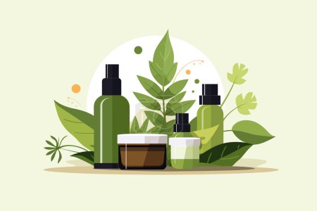 Illustration for Organic Ayurvedic Skincare Products isolated vector style illustration - Royalty Free Image