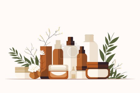 Illustration for Organic Ayurvedic Skincare Products isolated vector style illustration - Royalty Free Image