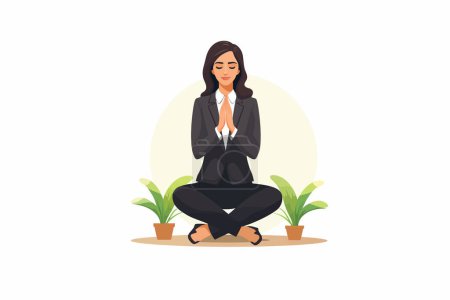 Illustration for Woman in business suit practicing Ayurveda isolated vector style illustration - Royalty Free Image