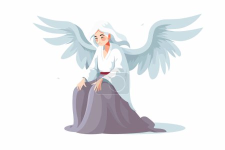 Illustration for Angel old woman isolated vector style - Royalty Free Image