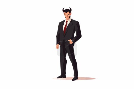 Illustration for Devil man in business suit isolated vector style - Royalty Free Image