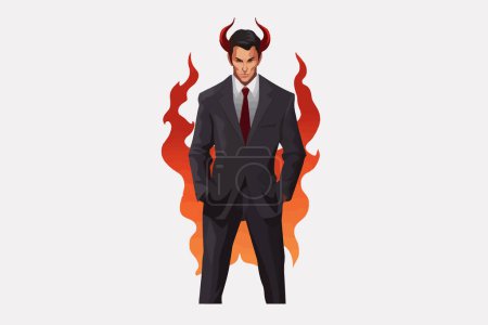 Illustration for Devil man in business suit isolated vector style - Royalty Free Image