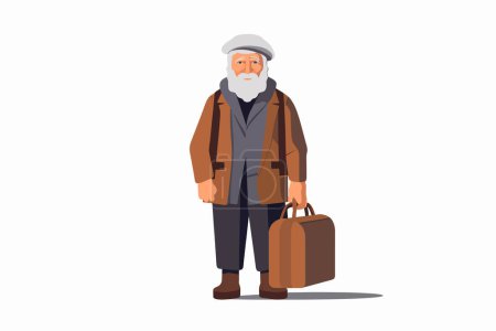 Ilustración de Refugiado viejo hombre aislado vector estilo - Imagen libre de derechos
