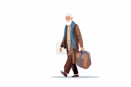 Ilustración de Refugiado viejo hombre aislado vector estilo - Imagen libre de derechos