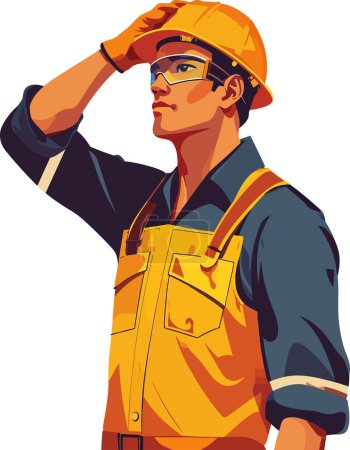 Illustration for Maintenance engineer man wearing uniform and safety h isolated vector style - Royalty Free Image