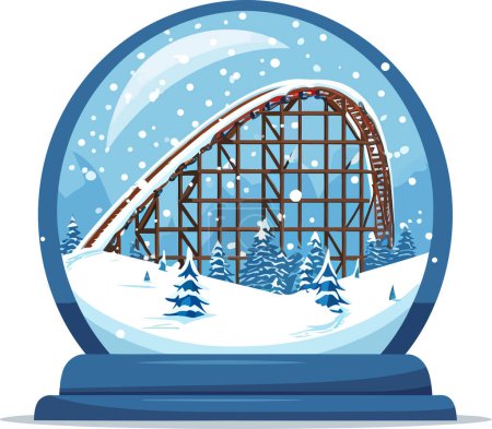 Illustration for Snowglobe with roller coaster inside isolated vector style - Royalty Free Image